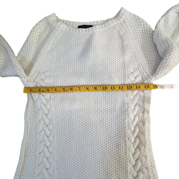 Ann Taylor Chunky Waffle Knit Sweater White Soft Minimalist Preppy Teacher XS - Picture 5 of 7